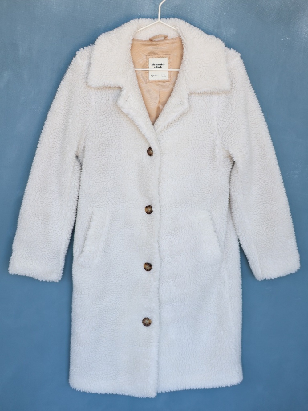 Abercrombie & Fitch Sherpa teddy coat white